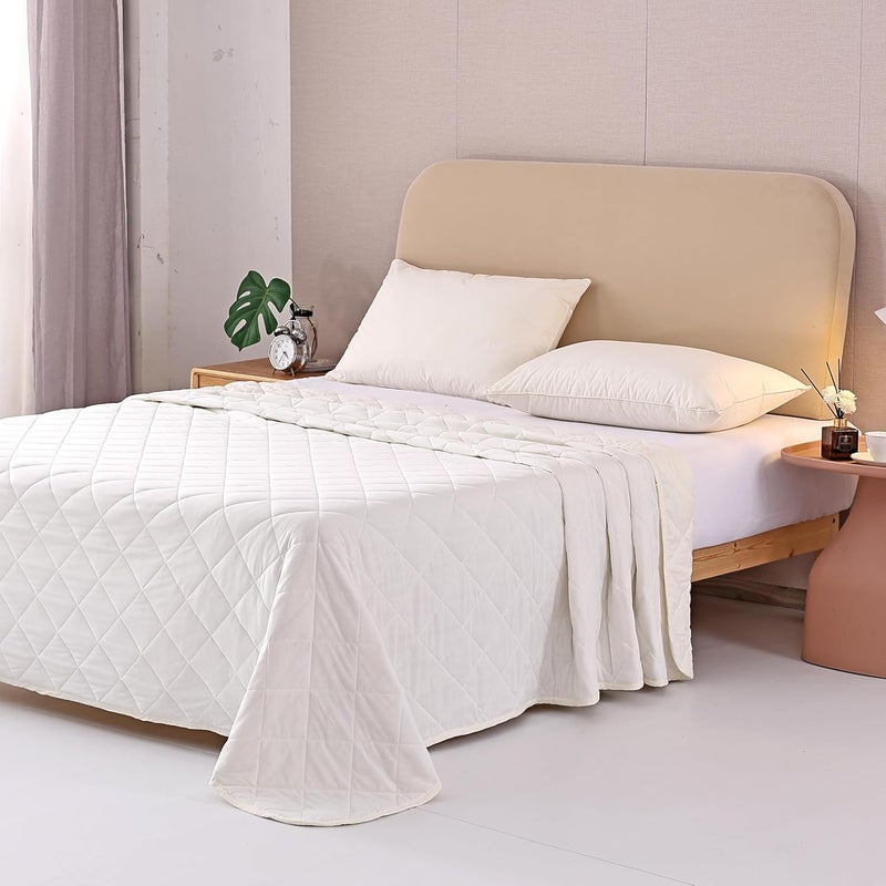 EVOLIVE Elastane Diamind Quilted All Season Light Weight Single Reversible Cooling Quilt/Comforter (White, King) - Image 3